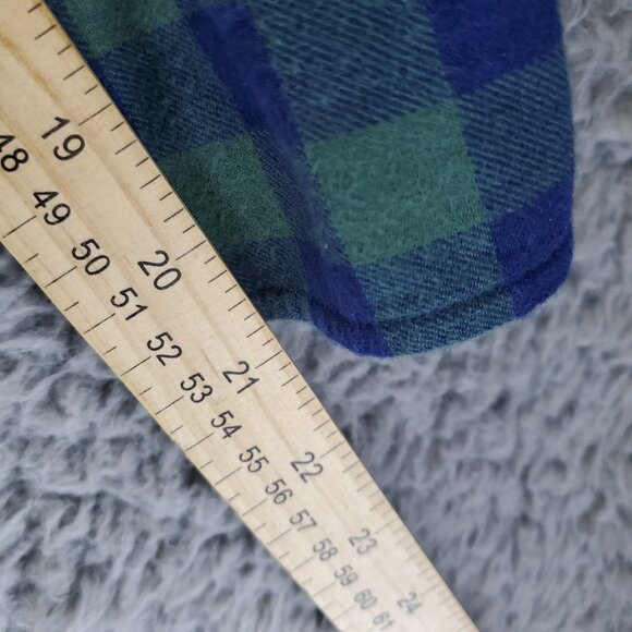 J. Crew Shirt Mens Medium Green & Blue Classic Flannel Button-Up Long Sleeve - Picture 5 of 8